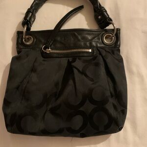 Coach signature print Parker canvas black shoulder bag
